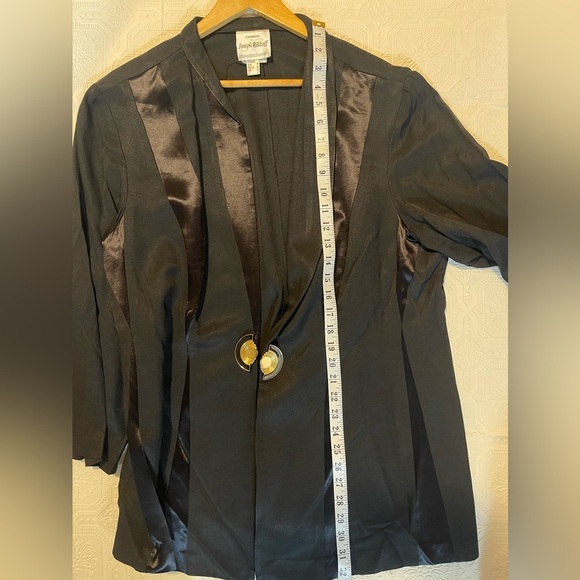 Joseph Ribkoff Vintage Evening Blazer size 10 Black Satin Retro 70s - Picture 7 of 11